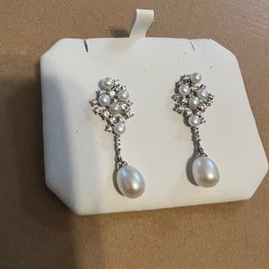 Diamond and pearl earrings
